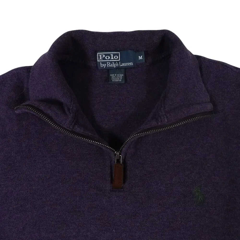 Ralph Lauren Vintage Cotton Purple 1/4 Pullover Sweater Men's Medium